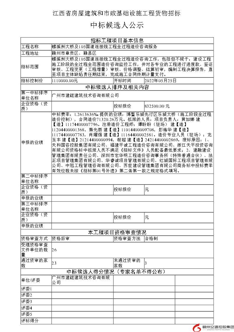 螺溪洲大桥及105国道连接线工程全过程造价咨询服务招标中标公示_Page1.jpg