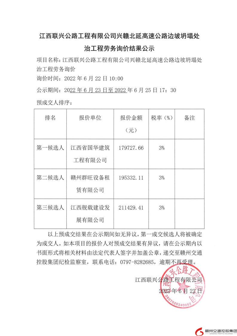 江西联兴公路工程有限公司兴赣北延高速公路边坡坍塌处治工程劳务询价结果公示.jpg